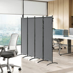 4 Panel Folding Room Divider with Wide Feet, Dark Grey