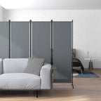 4 Panel Folding Room Divider with Wide Feet, Dark Grey