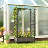 Raised Garden Bed with Arch Trellis, Wheels and Self-Watering Design