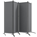 4 Panel Folding Room Divider with Wide Feet, Dark Grey