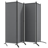 4 Panel Folding Room Divider with Wide Feet, Dark Grey