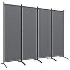 4 Panel Folding Room Divider with Wide Feet, Dark Grey