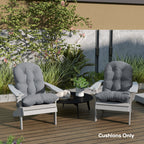Set of 2 Tufted High Back Adirondack Chair Cushions with Ties, Non-Slip Grey