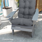 Set of 2 Tufted High Back Adirondack Chair Cushions with Ties, Non-Slip Grey
