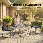 4 Piece Rattan Garden Furniture Set with Loveseat and Coffee Table, Black