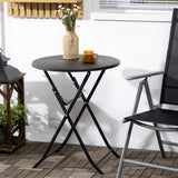 23.6" Folding Outdoor Coffee Table with HDPE Top, Dark Grey