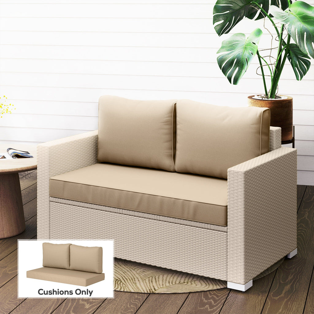 2 Seater Outdoor Seat Cushions with Backrest, Beige