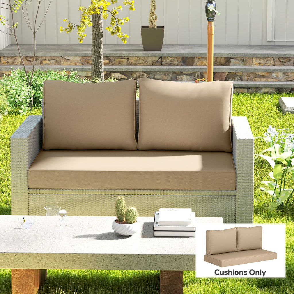 2 Seater Outdoor Seat Cushions with Backrest, Beige