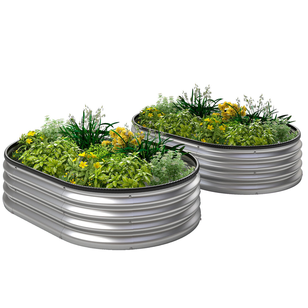 2pcs 4 x 3 x 1 ft Galvanized Raised Garden Beds, Silver