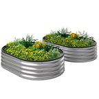 2pcs 4 x 3 x 1 ft Galvanized Raised Garden Beds, Silver