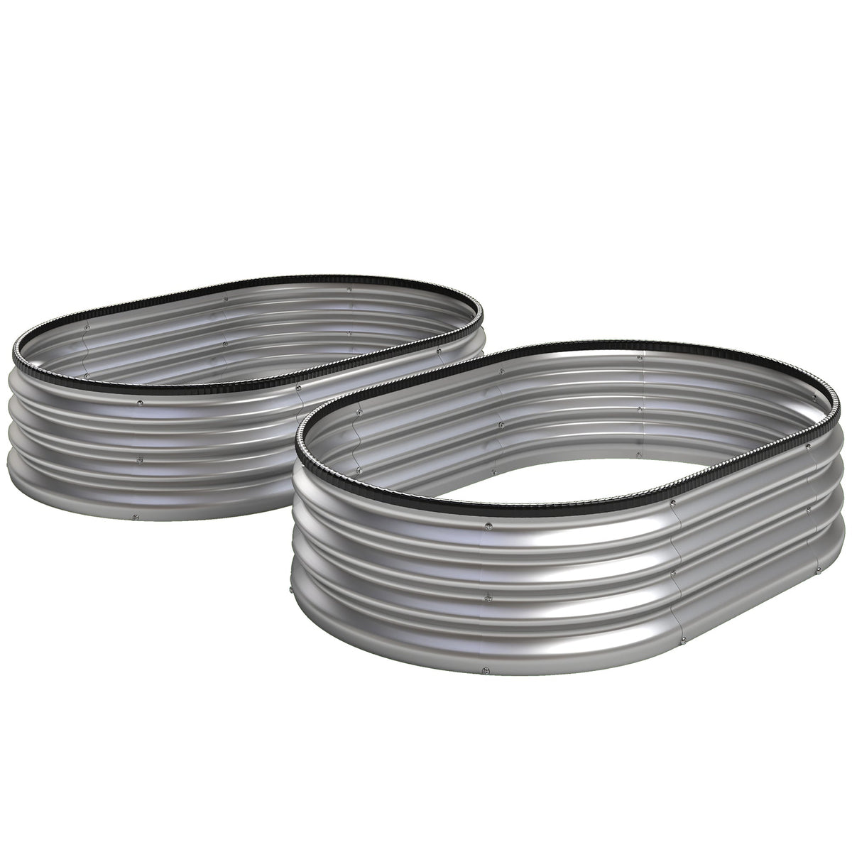 2pcs 4 x 3 x 1 ft Galvanized Raised Garden Beds, Silver