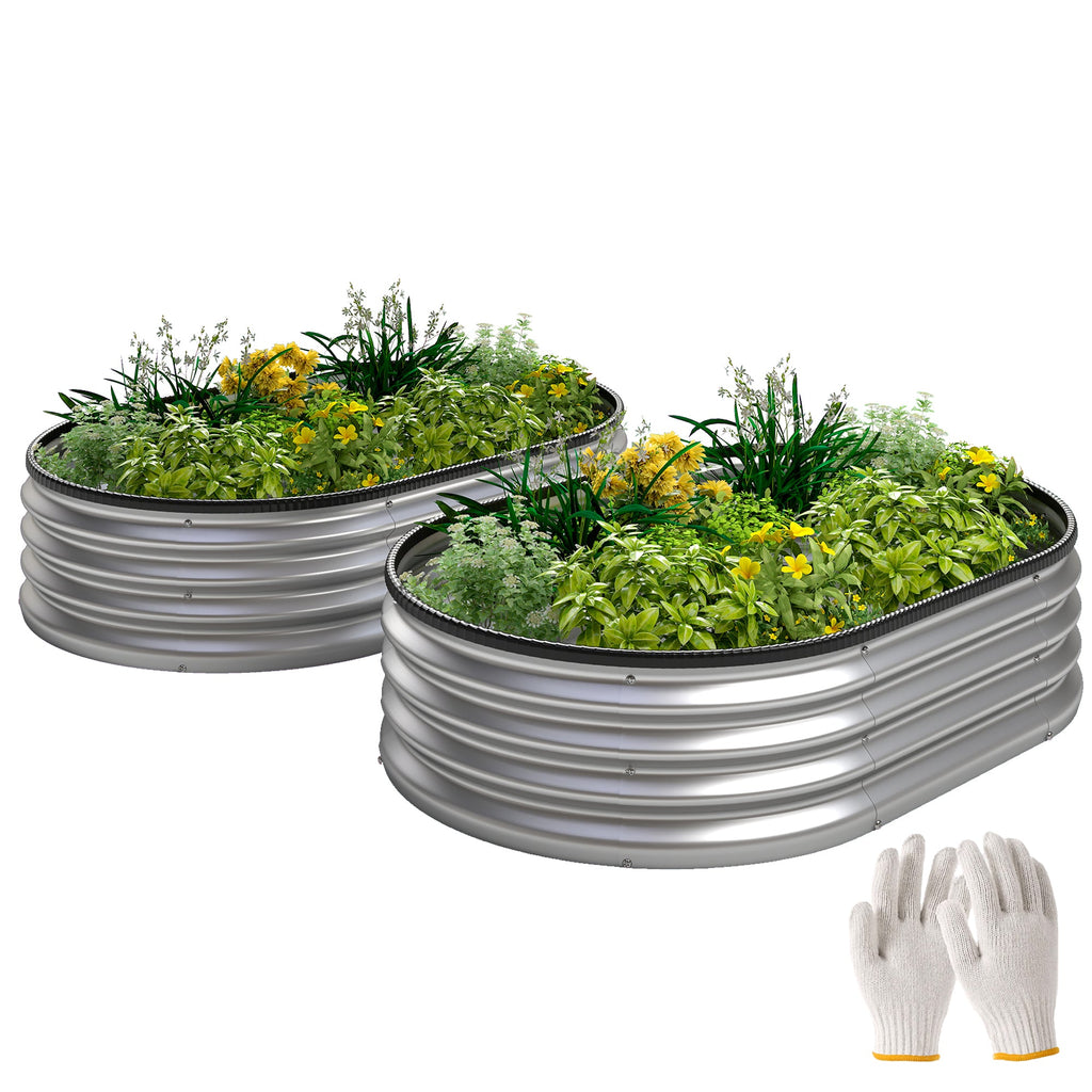 2pcs 4 x 3 x 1 ft Galvanized Raised Garden Beds, Silver