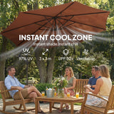 3 m Banana Parasol with Crank Handle, 8 Ribs & Cross Base, Coffee