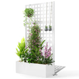 35" x 16" x 70" Raised Garden Bed with Trellis and Privacy Screen, White