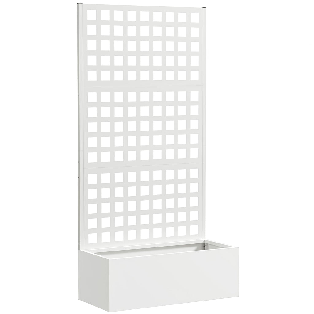 35" x 16" x 70" Raised Garden Bed with Trellis and Privacy Screen, White