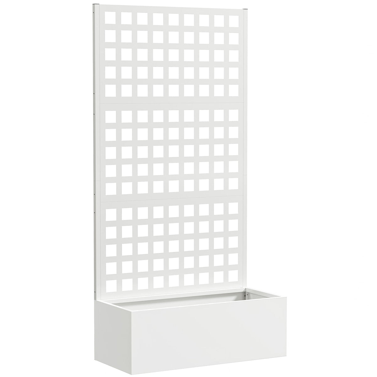 35" x 16" x 70" Raised Garden Bed with Trellis and Privacy Screen, White