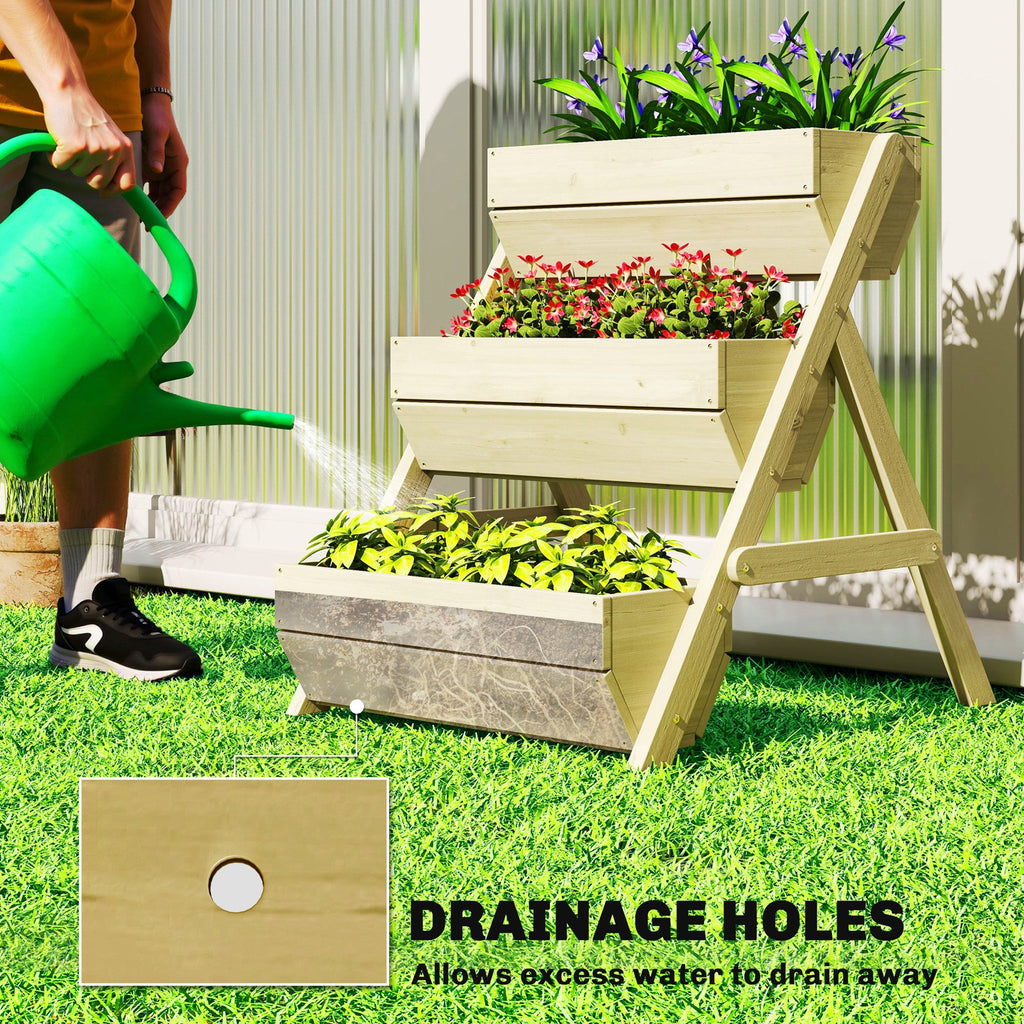 26" x 30" x 30" 3-Tier Wooden Raised Garden Bed, Light Green