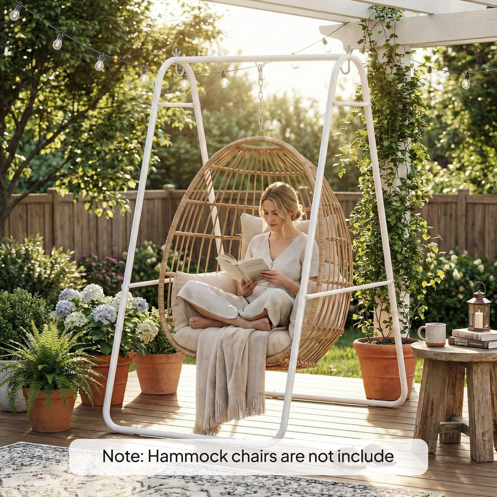 Hammock Chair Stand with Steel Frame, 330 LBS Capacity, White
