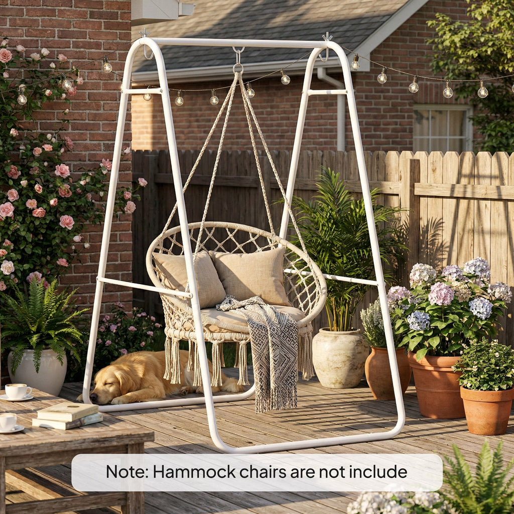 Hammock Chair Stand with Steel Frame, 330 LBS Capacity, White