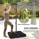 3 m Cantilever Parasol with Weights, Cover & Cross Base, Light Grey