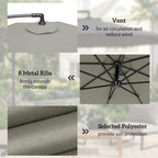 3 m Cantilever Parasol with Weights, Cover & Cross Base, Light Grey