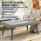 ARVOYA 4-Piece Rattan Conversation Set with Loveseat, 2 Armchairs & Acacia Table, Grey