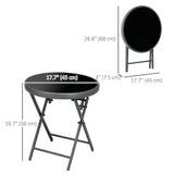 18" Outdoor Round Folding Table with Tempered Glass Top, Black