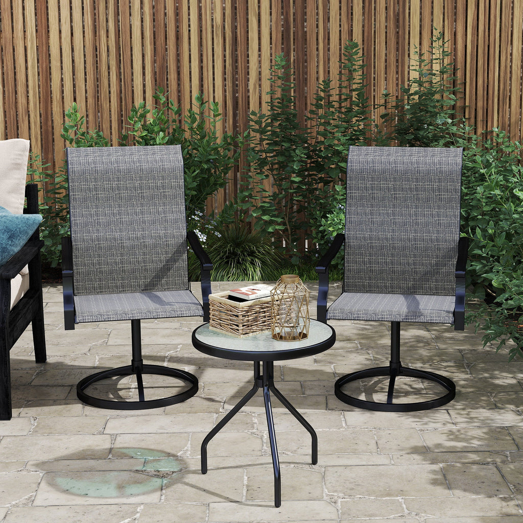 2-Piece Outdoor Patio Swivel Chairs, Gray