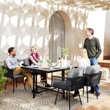 5 Piece Rattan Garden Dining Set with Stackable Chairs, Light Grey