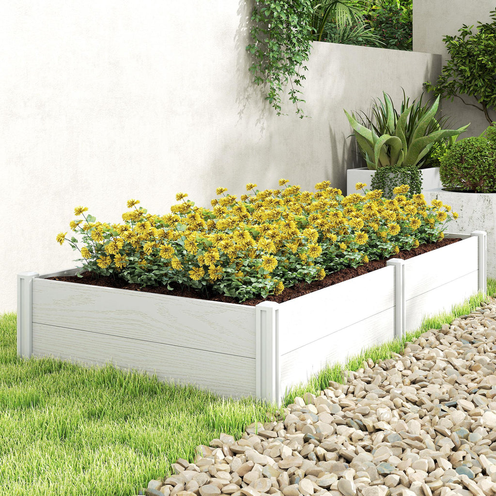6.5 x 3 x 1ft Vinyl Raised Garden Bed with Divider, White