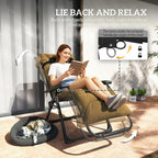 Set of 2 Reclining Zero Gravity Chairs with Cushion, Khaki