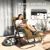 Set of 2 Reclining Zero Gravity Chairs with Cushion, Khaki