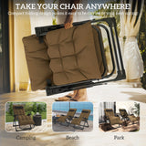 Set of 2 Reclining Zero Gravity Chairs with Cushion, Khaki