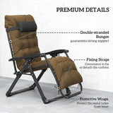 Set of 2 Reclining Zero Gravity Chairs with Cushion, Khaki