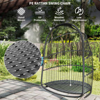 Foldable Hanging Egg Chair with Cushion, Headrest and Kit, Dark Grey