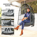 Foldable Hanging Egg Chair with Cushion, Headrest and Kit, Dark Grey