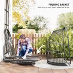 Foldable Hanging Egg Chair with Cushion, Headrest and Kit, Dark Grey