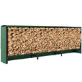 10 ft Heavy Duty Firewood Rack with Waterproof Cover & Steel Chains, Dark Green