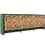 10 ft Heavy Duty Firewood Rack with Waterproof Cover & Steel Chains, Dark Green