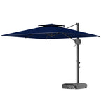 8' x 9' Square Cantilever Patio Umbrella with Fillable Base, Dark Blue