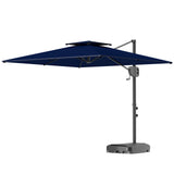 8' x 9' Square Cantilever Patio Umbrella with Fillable Base, Dark Blue