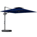 8' x 9' Square Cantilever Patio Umbrella with Fillable Base, Dark Blue