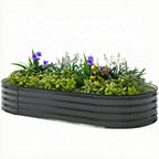 180 x 90 x 30 cm Galvanised Raised Garden Bed with Safety Edging, Dark Grey