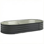 180 x 90 x 30 cm Galvanised Raised Garden Bed with Safety Edging, Dark Grey