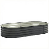180 x 90 x 30 cm Galvanised Raised Garden Bed with Safety Edging, Dark Grey
