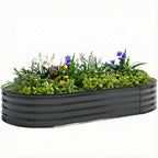 180 x 90 x 30 cm Galvanised Raised Garden Bed with Safety Edging, Dark Grey