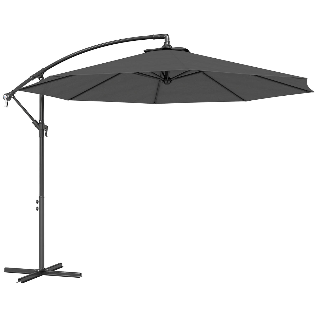 10' Deluxe Patio Umbrella with Crank and Cross Base, Grey