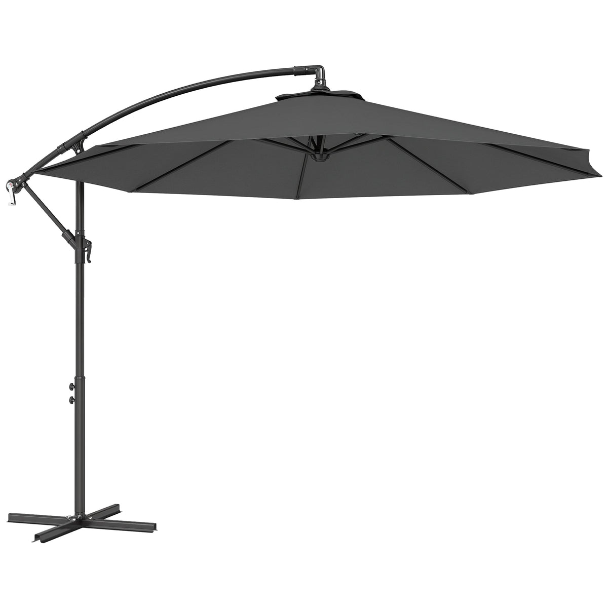 10' Deluxe Patio Umbrella with Crank and Cross Base, Grey