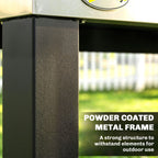 Outdoor Grill Cart with Stainless Steel Top, 2 Shelves and Lockable Wheels, Black