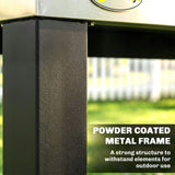 Outdoor Grill Cart with Stainless Steel Top, 2 Shelves and Lockable Wheels, Black
